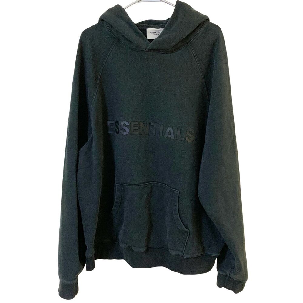 Fear of God ESSENTIALS Black Logo Hoodie Oversized Pullover Men's Size XL